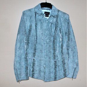 NWOT BRADLEY BAYOU LEATHER JACKET BEAUTIFUL BLUE PYTHON - SIZE L